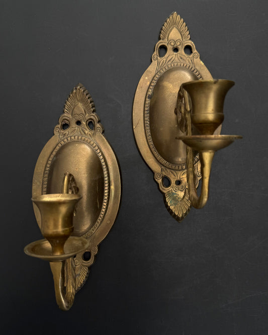 Brass Wall Candle Sconces (Pair)