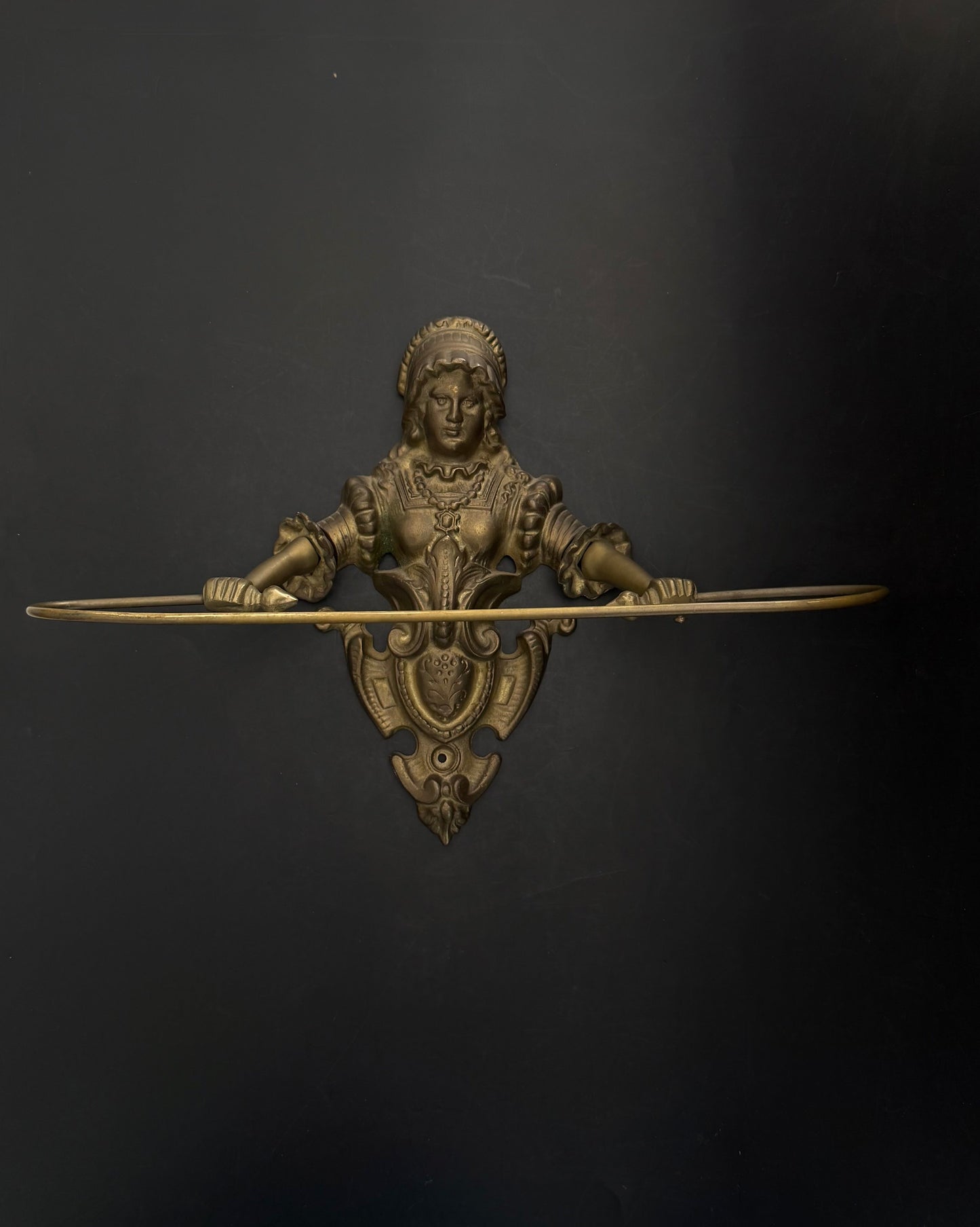 Victorian Brass Lady Towel Holder