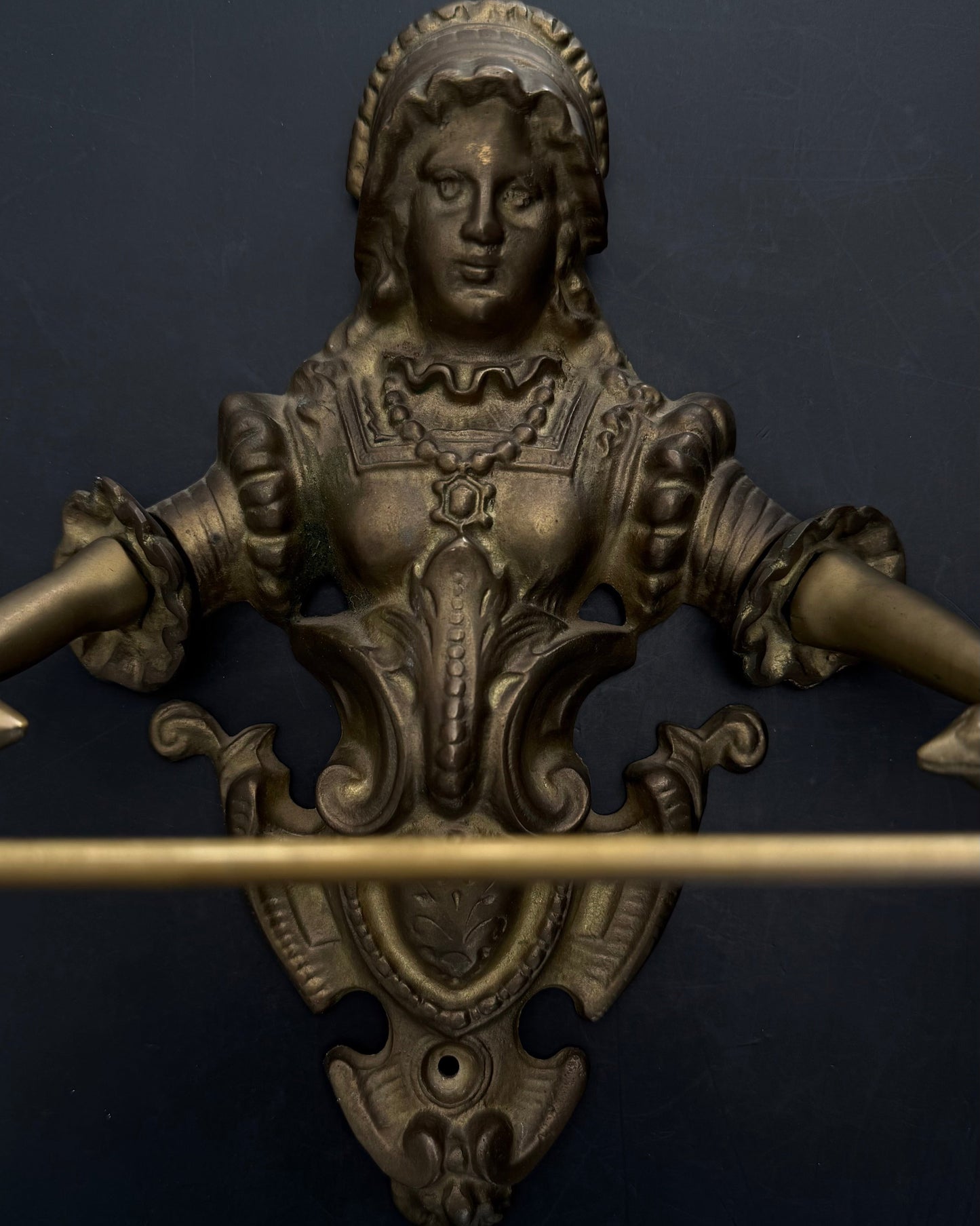 Victorian Brass Lady Towel Holder