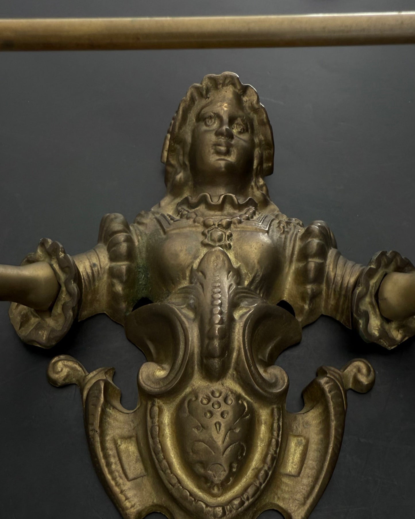 Victorian Brass Lady Towel Holder