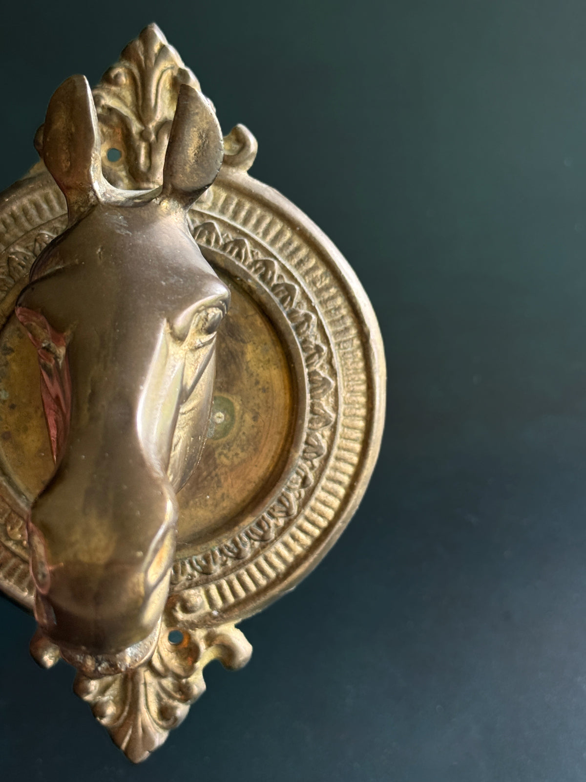 Brass Horse Head Wall Mount | Ornate Rod Bracket
