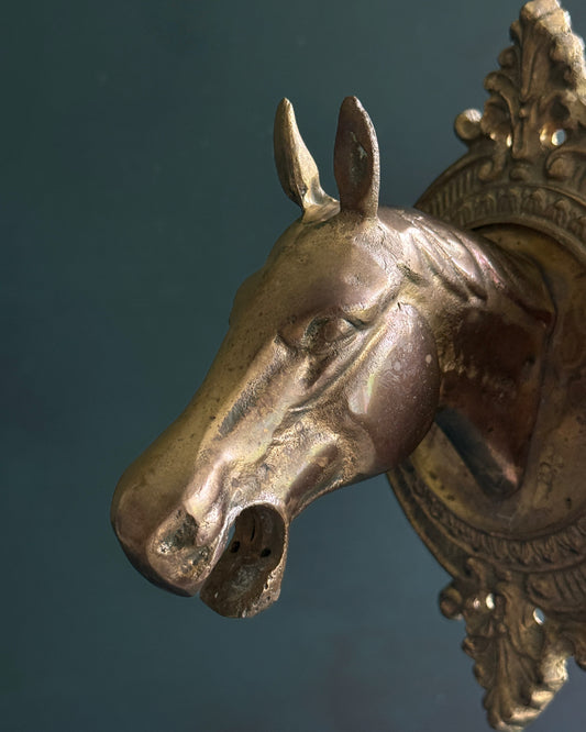 Vintage Brass Horse Head Architectural Rod Mount