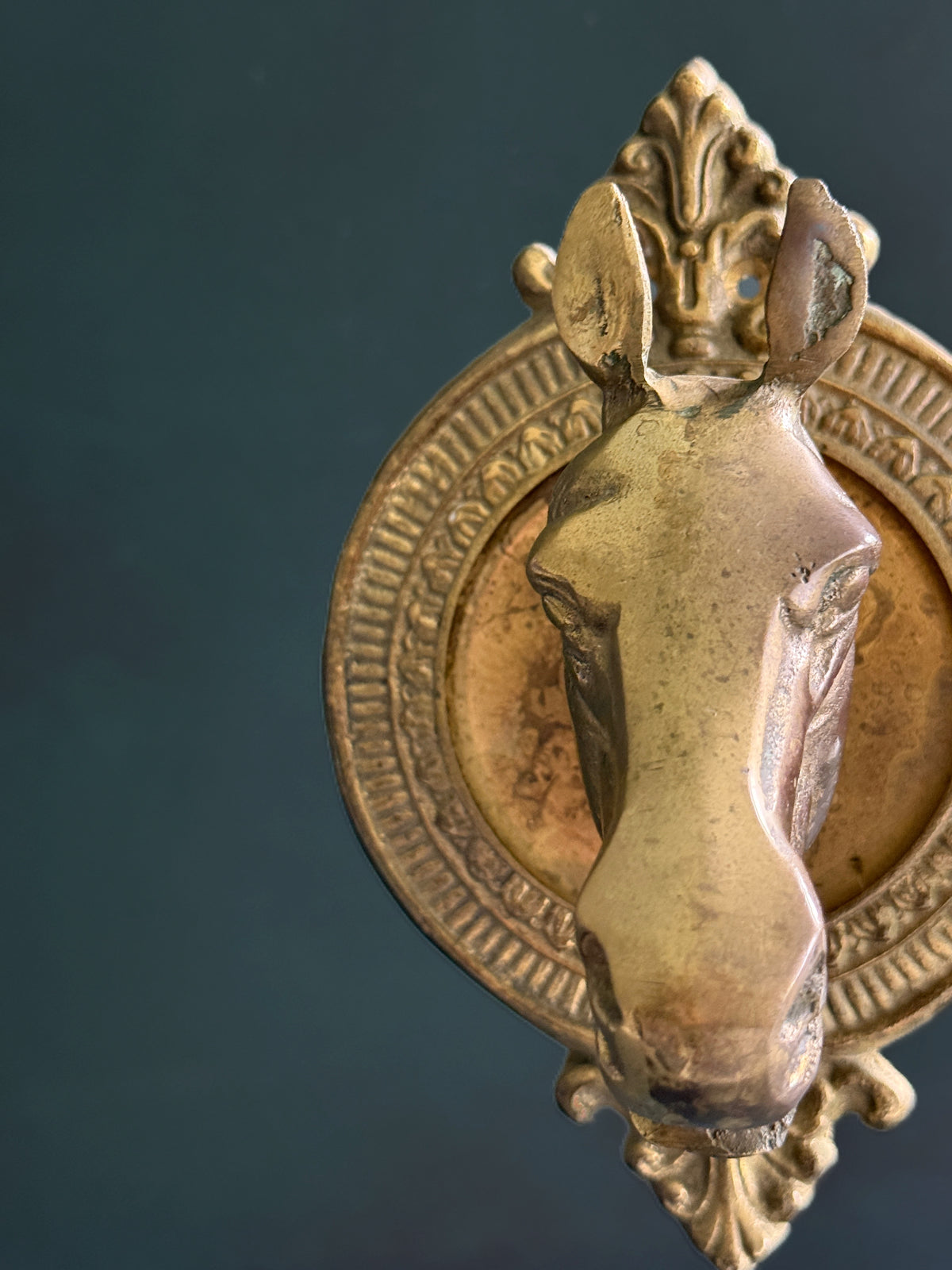 Vintage Brass Horse Head Architectural Rod Mount