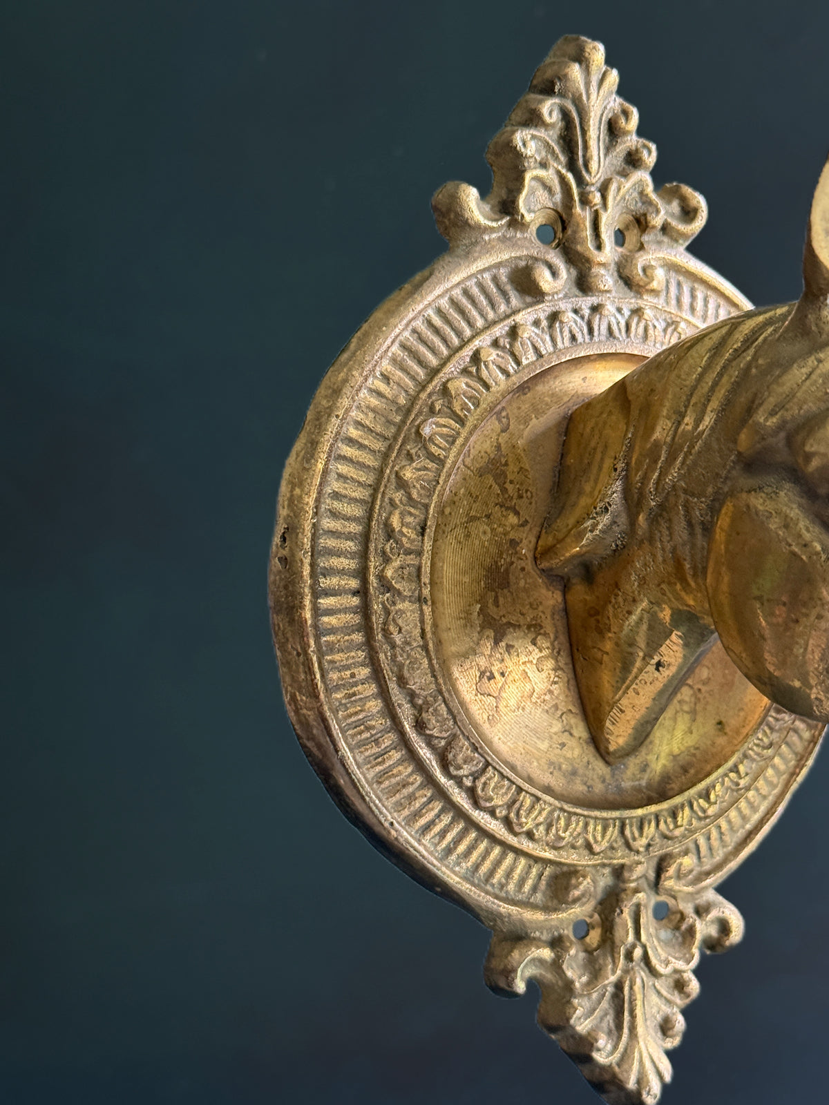 Vintage Brass Horse Head Architectural Rod Mount