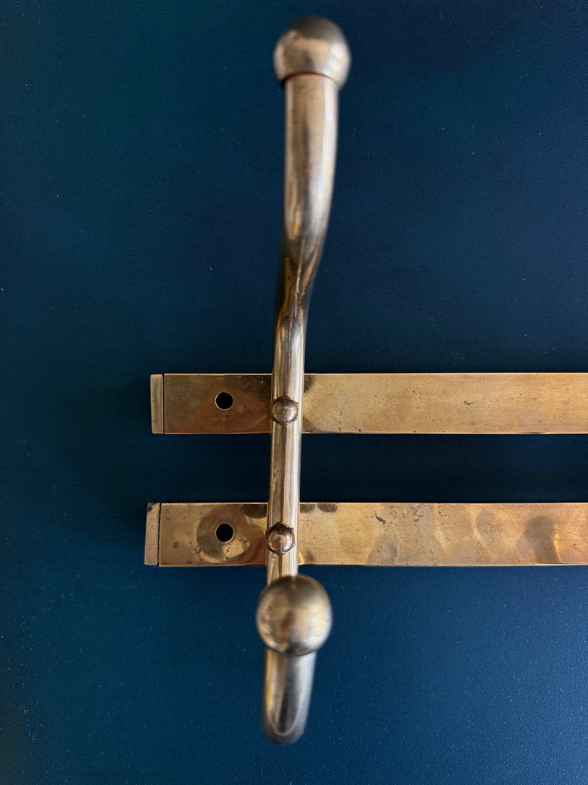 Vintage Brass Wall-Mounted Coat Rack | Five Double Hooks