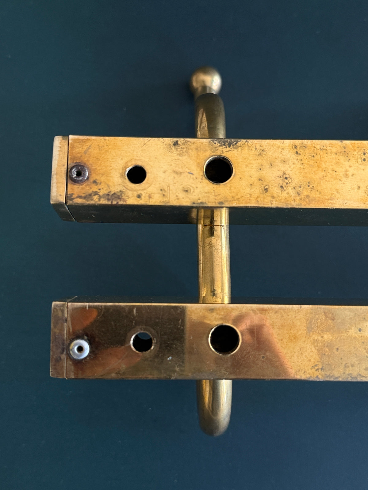 Vintage Brass Wall-Mounted Coat Rack | Five Double Hooks