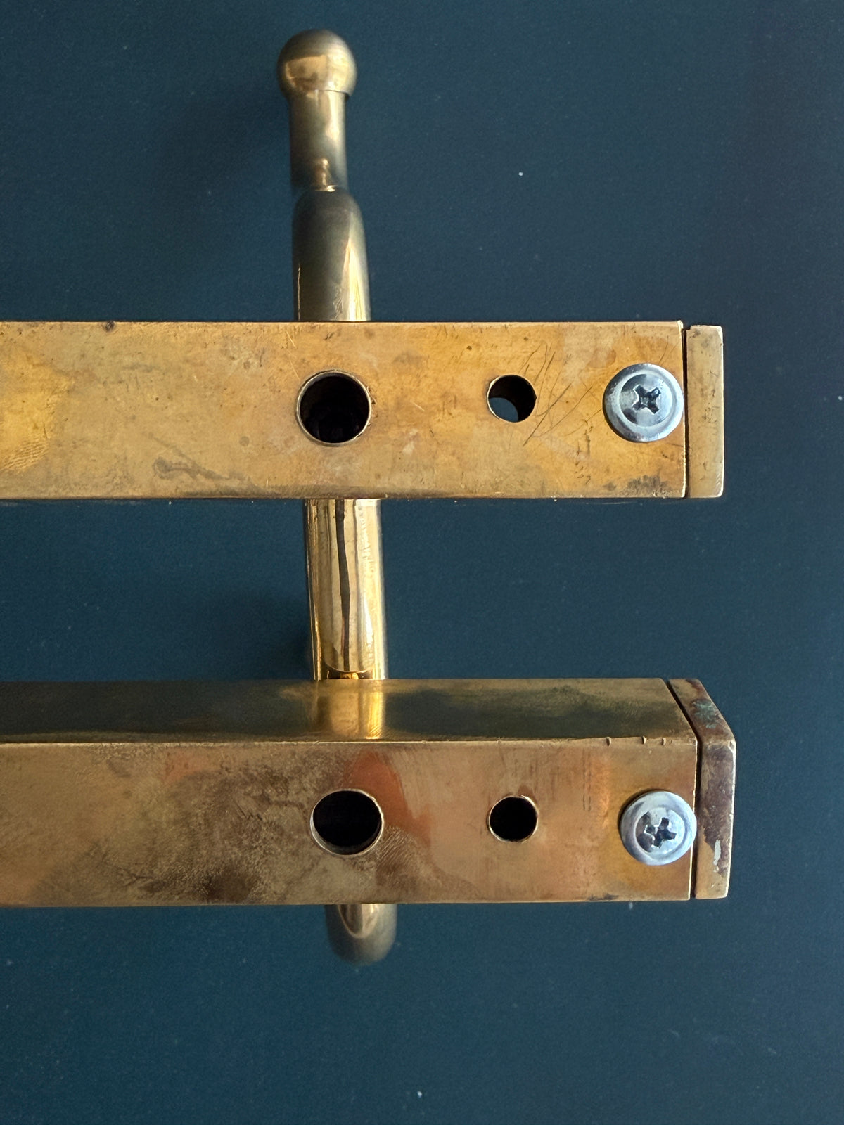 Vintage Brass Wall-Mounted Coat Rack | Five Double Hooks
