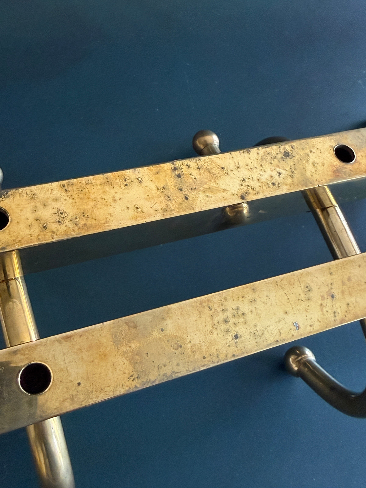 Vintage Brass Wall-Mounted Coat Rack | Five Double Hooks