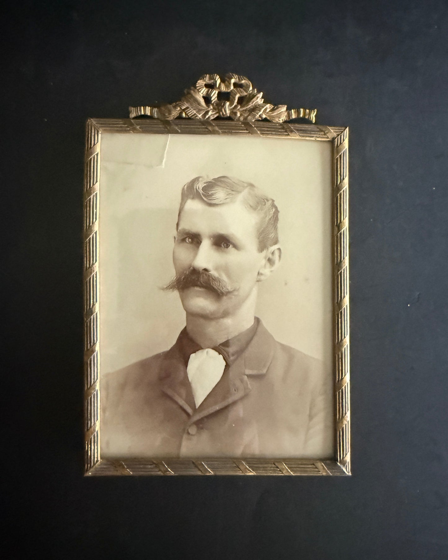 Victorian Brass Bow Picture Frame