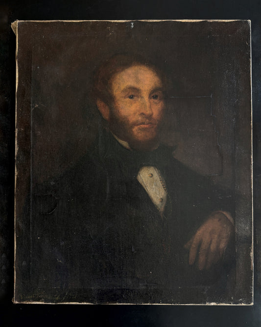 19th Century Portrait of a Gentleman – Oil on Canvas Mounted to Board