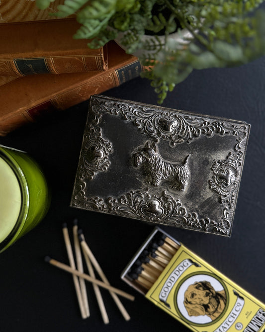 Scottie Dog Embossed Metal Trinket Box