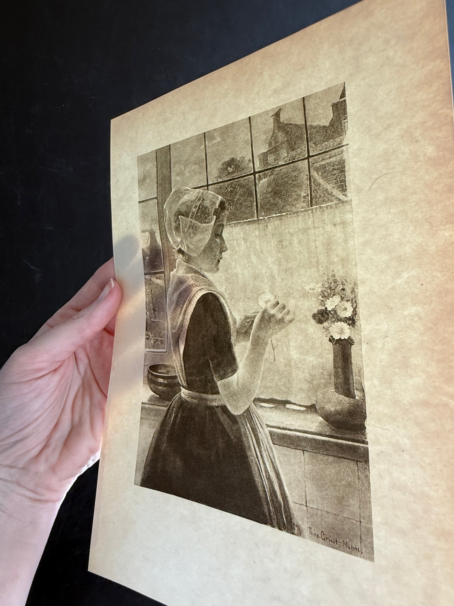 1800s Photogravure – "A Dutch Girl" by Theo Grust