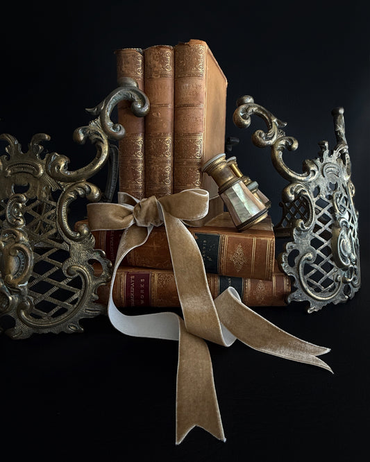 Pair of Antique Rococo Revival Library Andirons, Small-Scale Continental Shelf Fire Dogs with Original Mounting Hardware