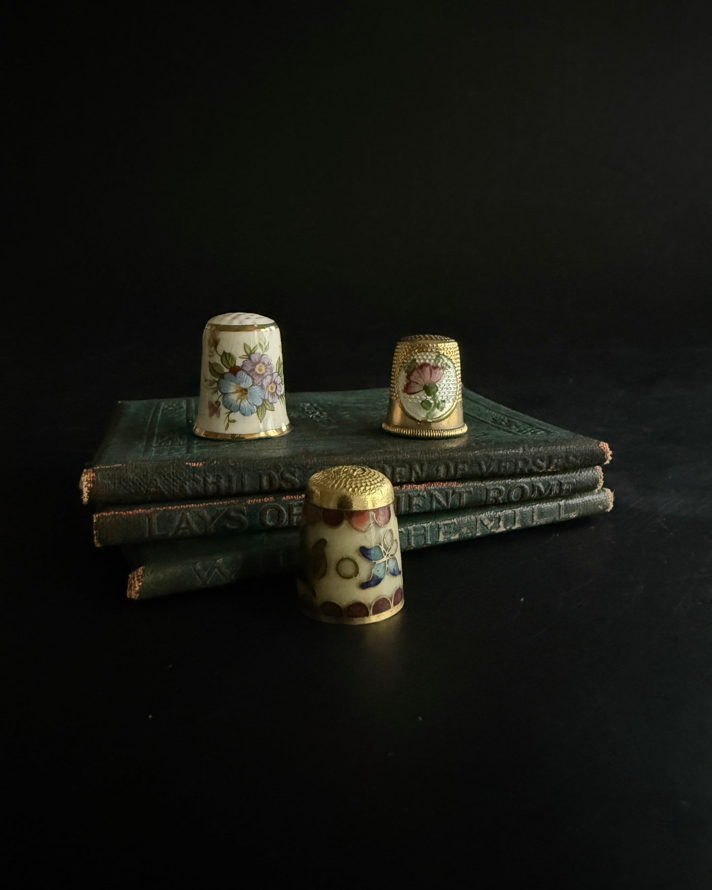 Reserved: Vintage Cloisonné Thimble – Floral Enamel & Brass