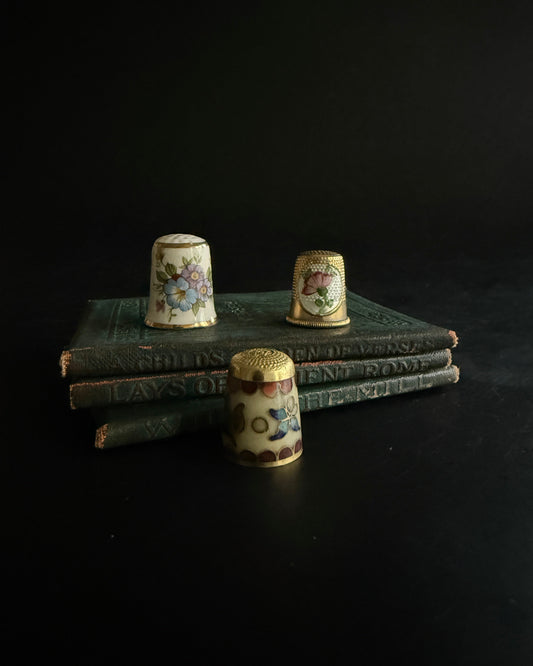 Reserved: Vintage Cloisonné Thimble – Floral Enamel & Brass