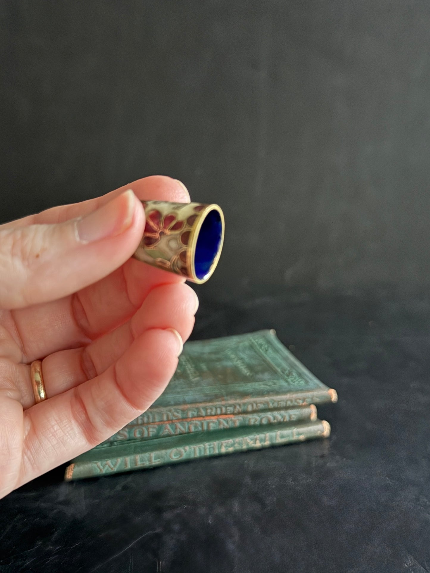 Reserved: Vintage Cloisonné Thimble – Floral Enamel & Brass