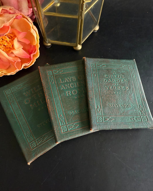 Reserved: Set of 3 Mini Green “Little Leather Library” Books