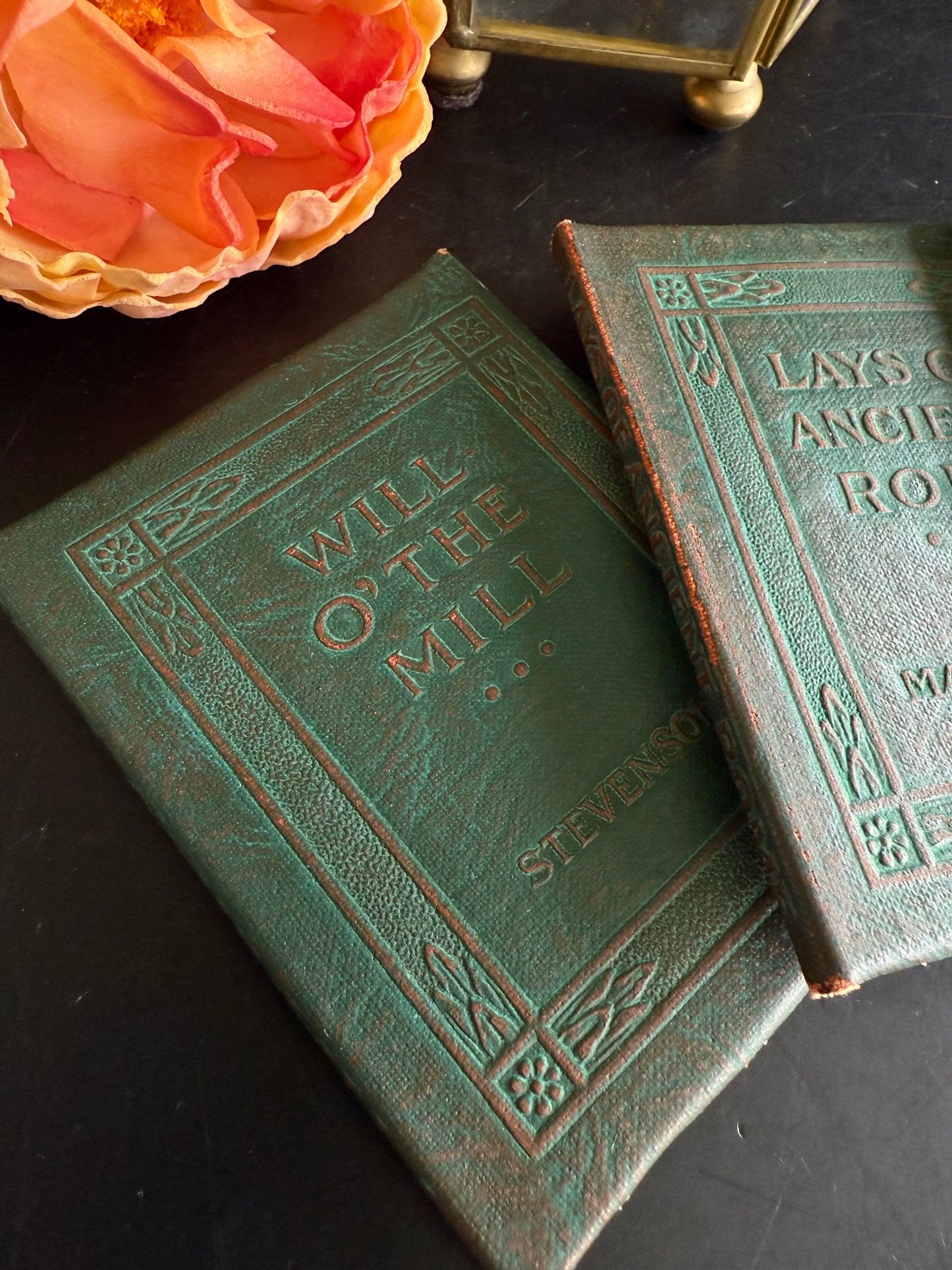 Reserved: Set of 3 Mini Green “Little Leather Library” Books