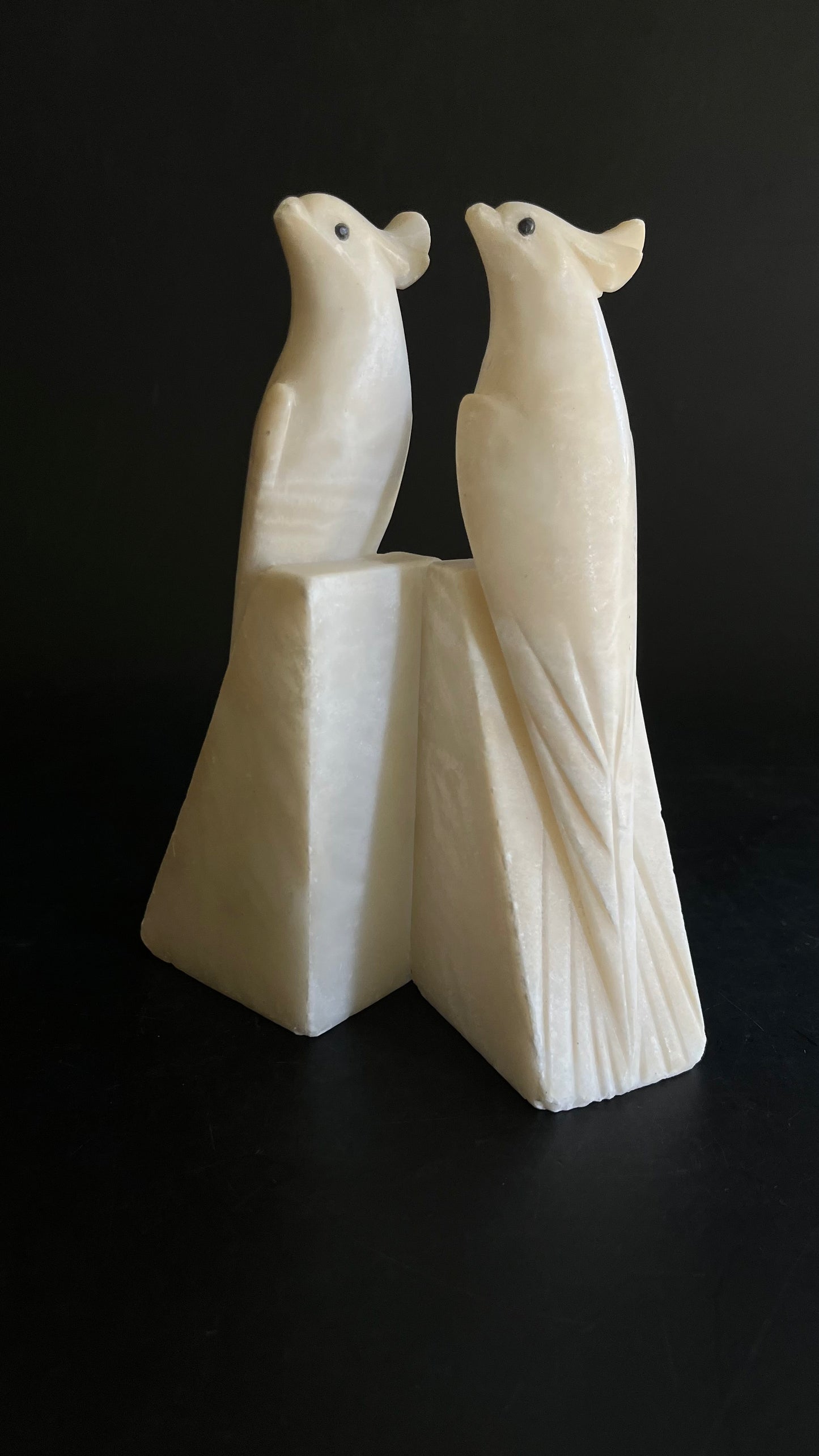 Vintage Alabaster Bird Bookends