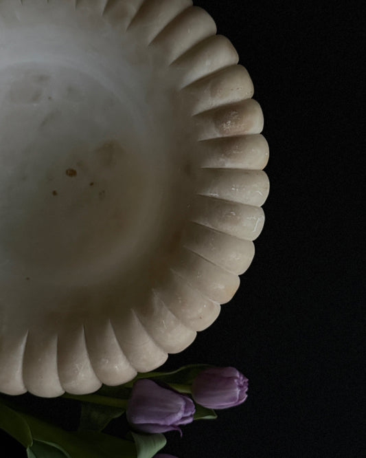 Alabaster Bowl on Brass Salvage Base