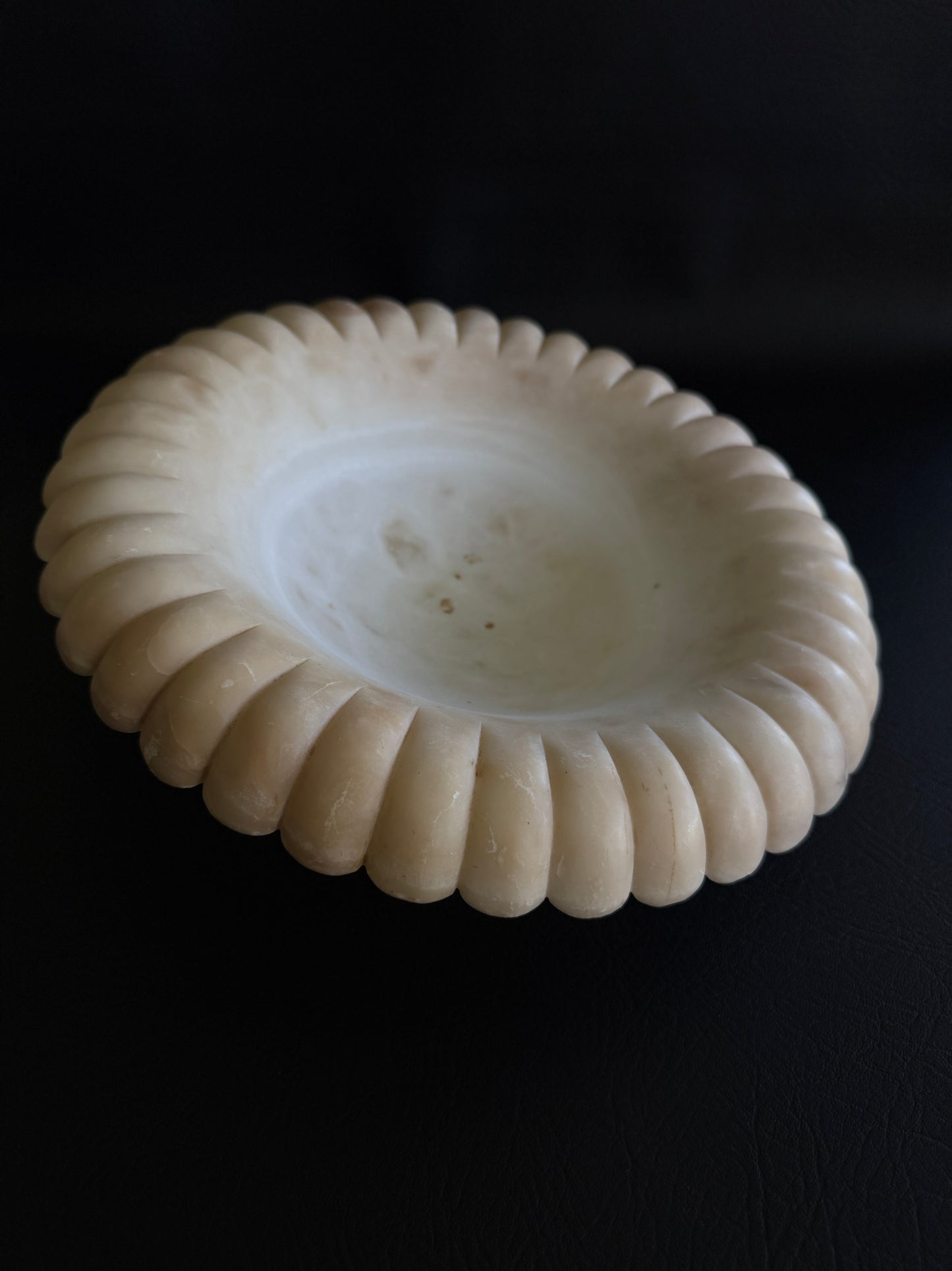 Alabaster Bowl on Brass Salvage Base