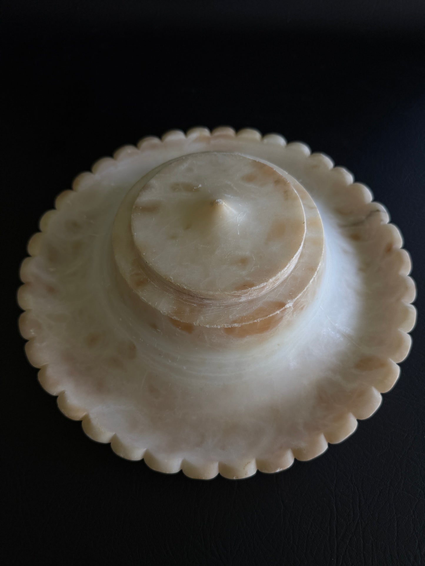 Alabaster Bowl on Brass Salvage Base