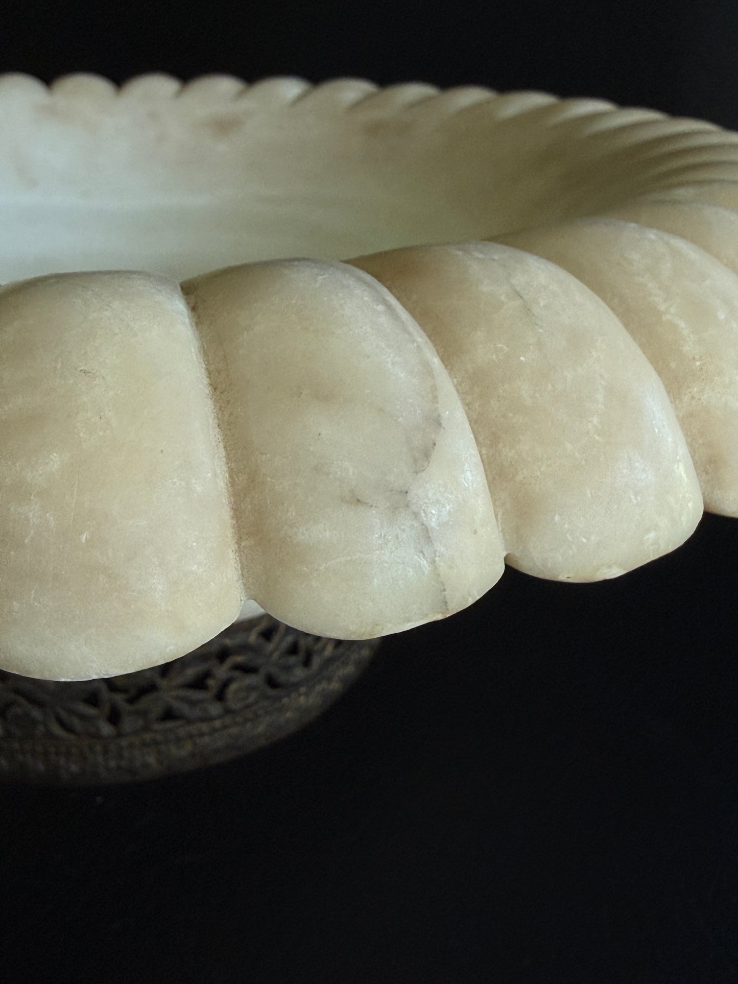 Alabaster Bowl on Brass Salvage Base
