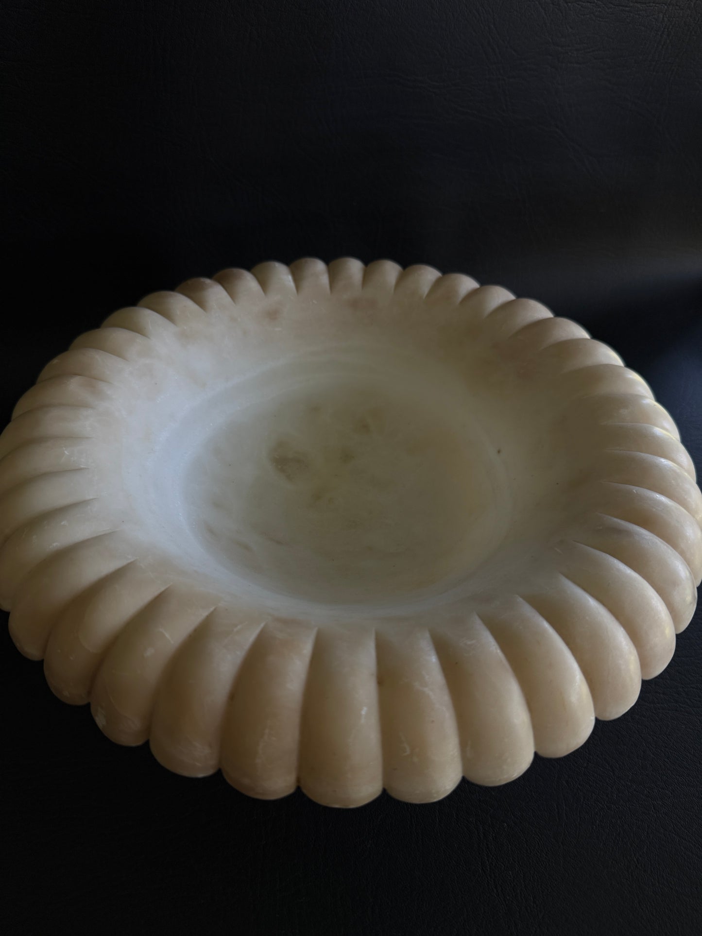 Alabaster Bowl on Brass Salvage Base