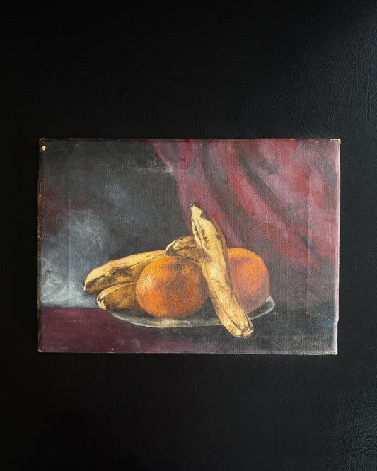 Antique Still Life Oil Painting — Oranges & Bananas