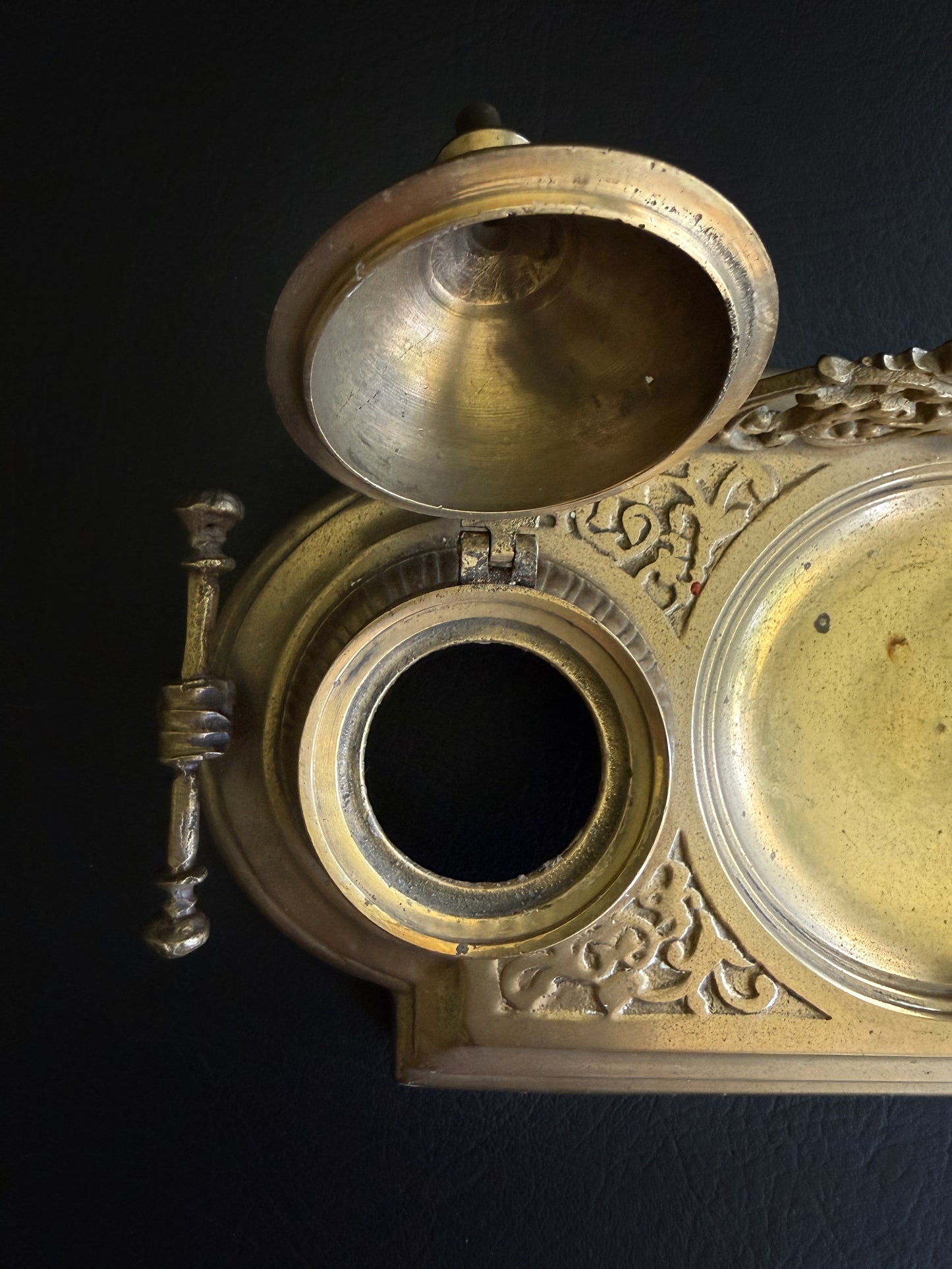Antique Brass Double Inkwell