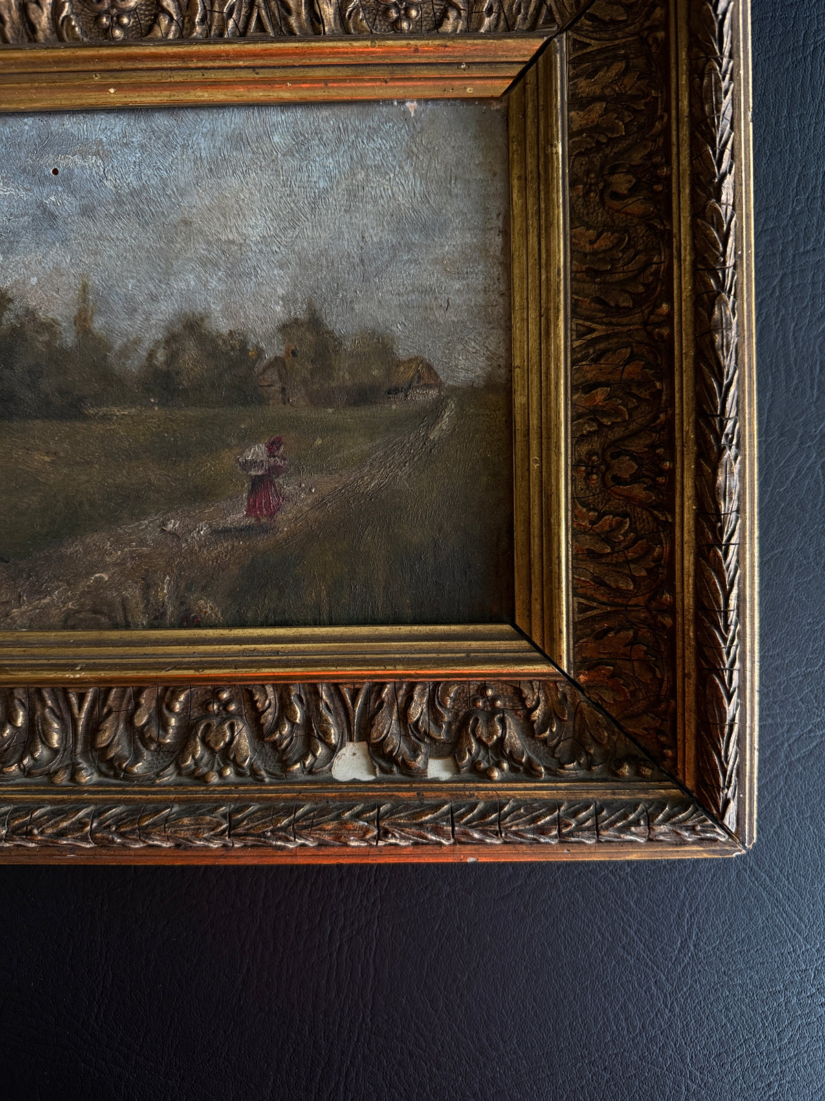 19th-Century French Rural Landscape on Wood Panel