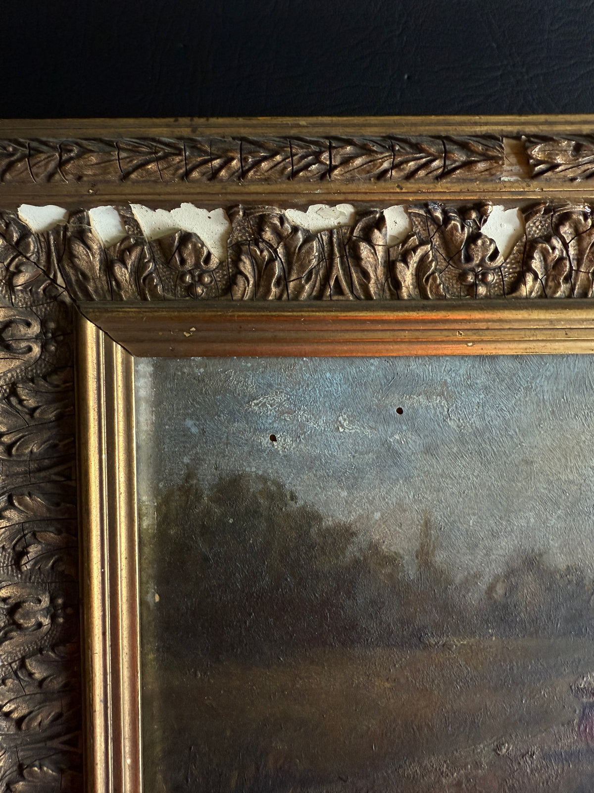 19th-Century French Rural Landscape on Wood Panel
