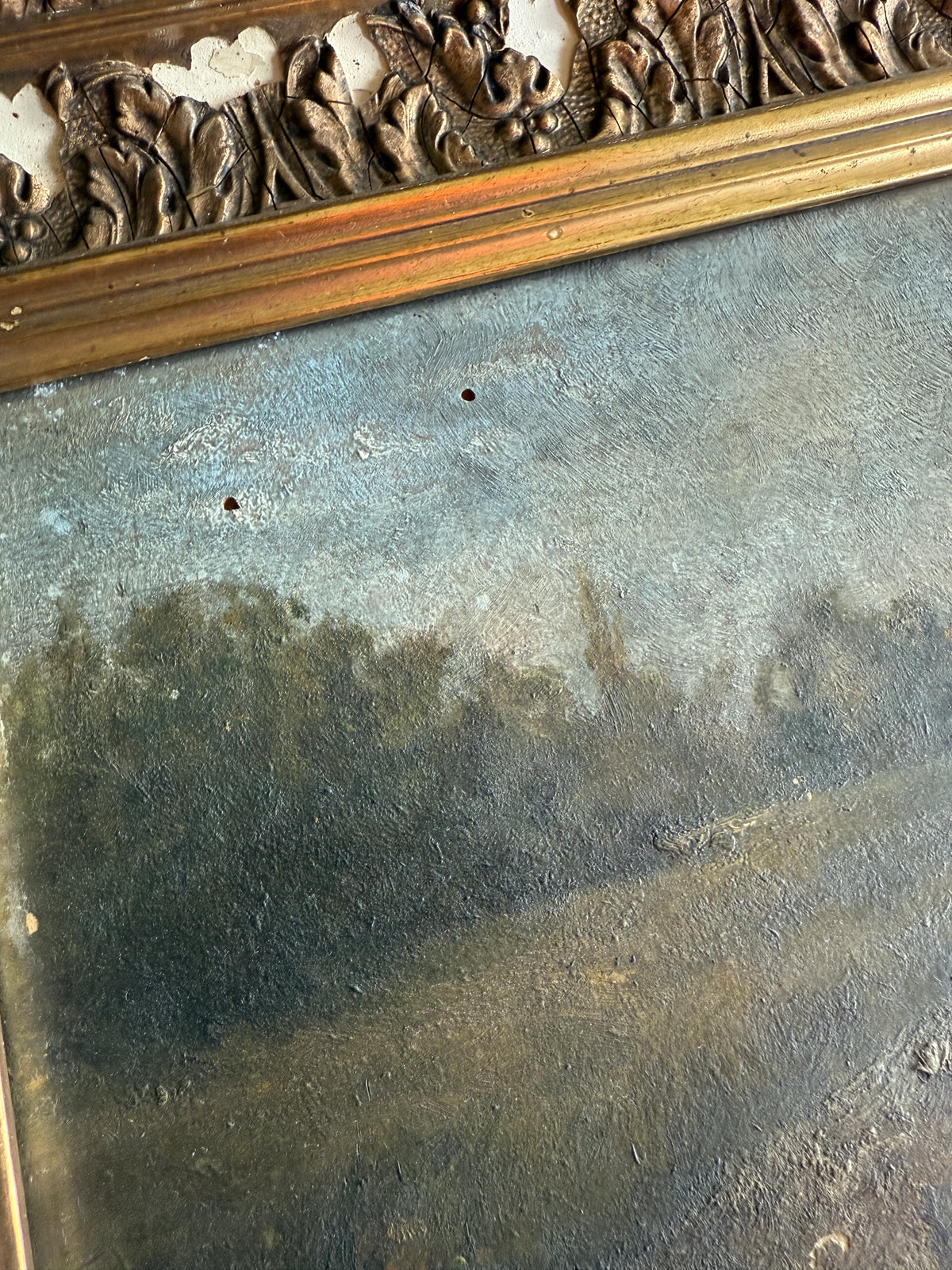 19th-Century French Rural Landscape on Wood Panel