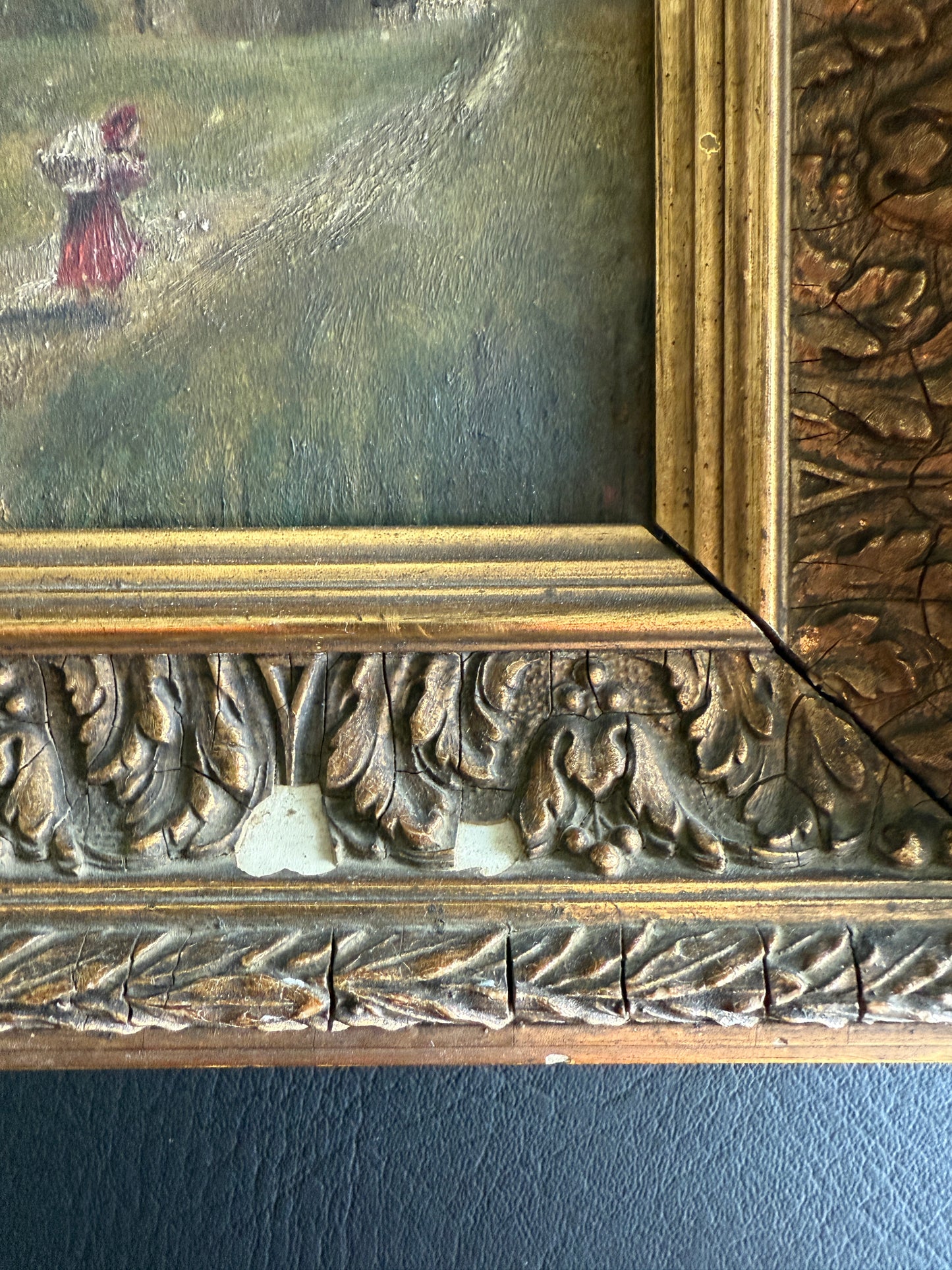 19th-Century French Rural Landscape on Wood Panel