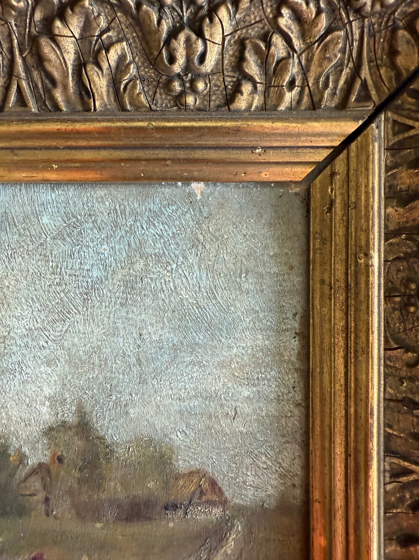 19th-Century French Rural Landscape on Wood Panel