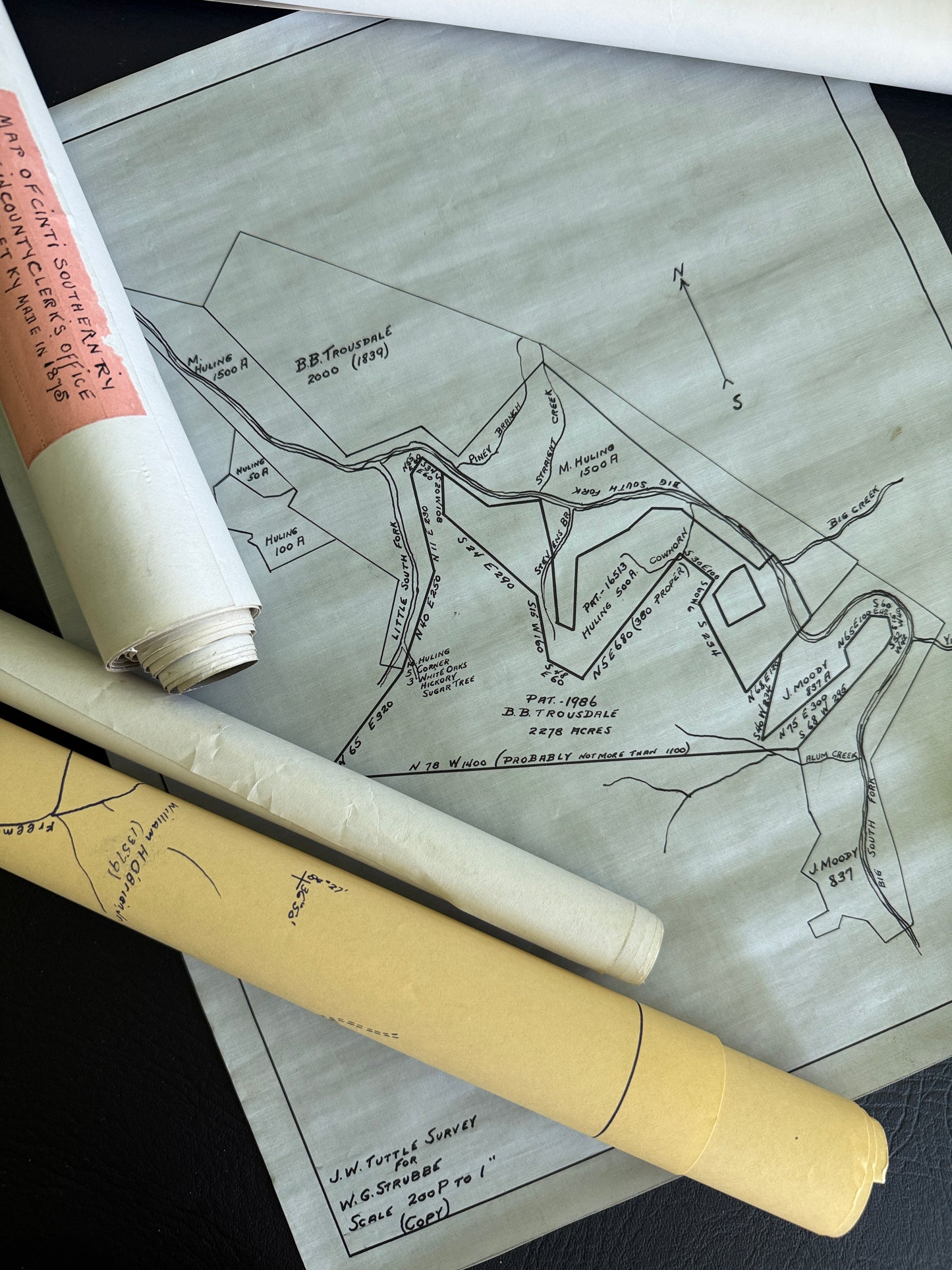 Vintage Blueprint-Style Survey Maps & Land Plats