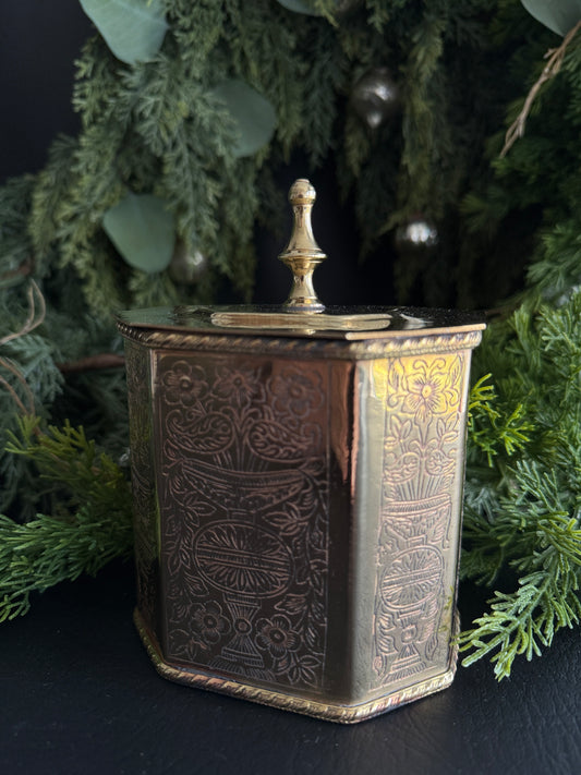 Engraved Brass Tea Caddy