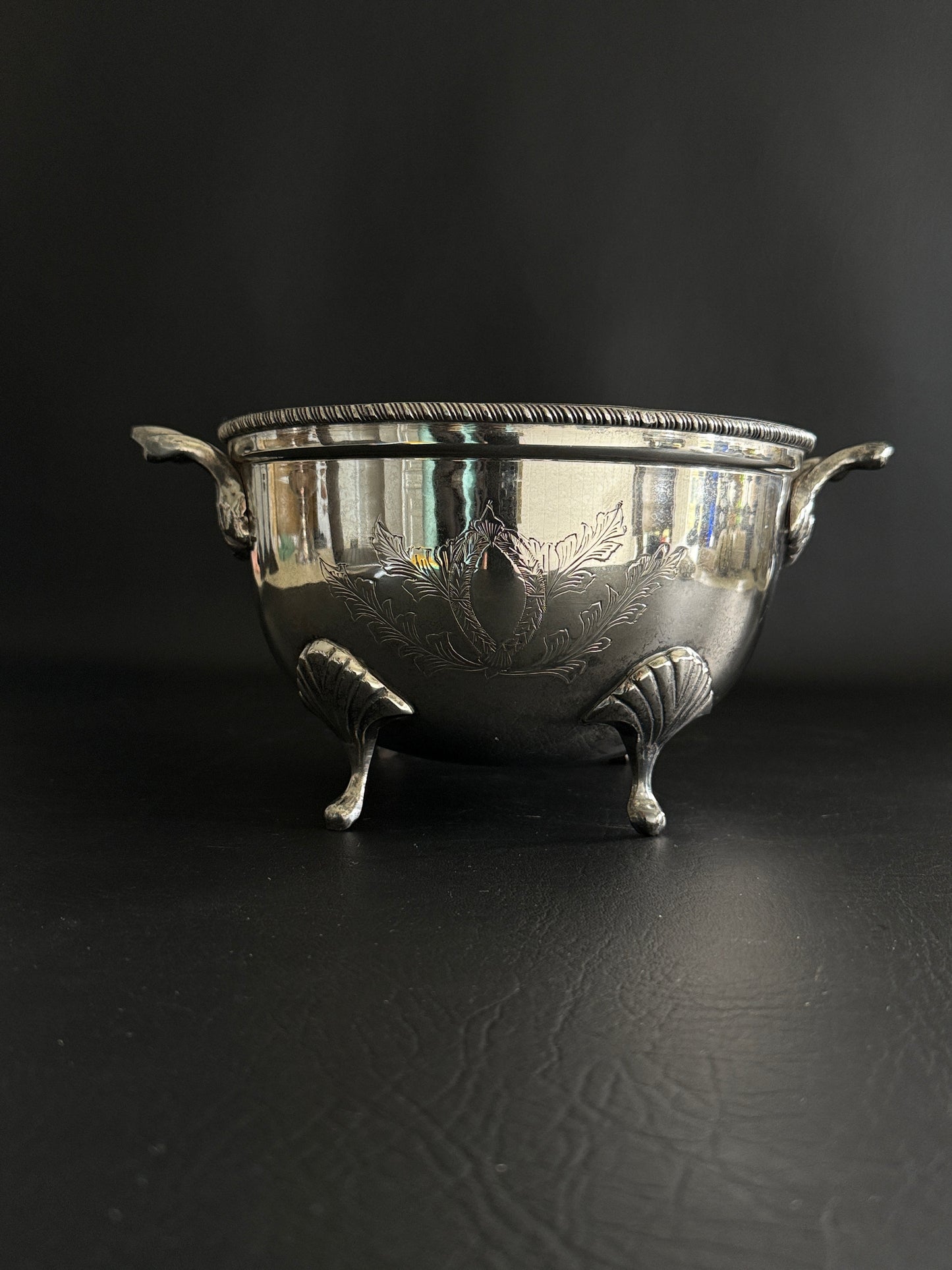 Silver Plate Footed Bowl Candle Vessel