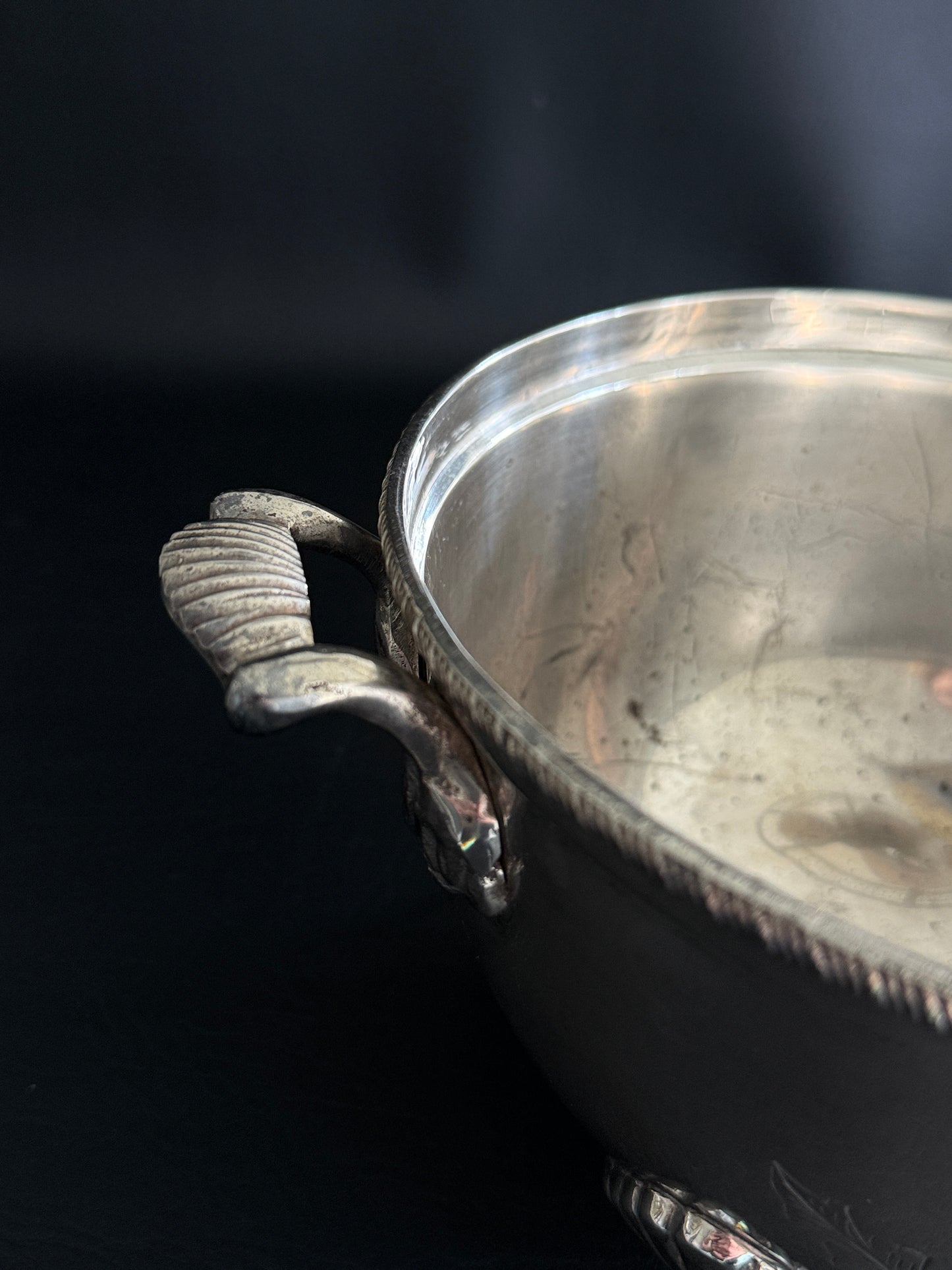 Silver Plate Footed Bowl Candle Vessel