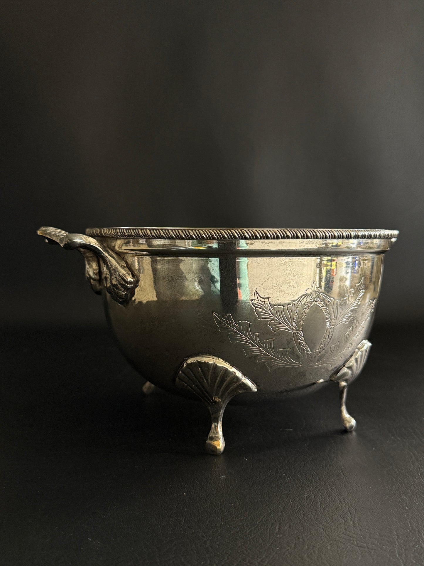 Silver Plate Footed Bowl Candle Vessel