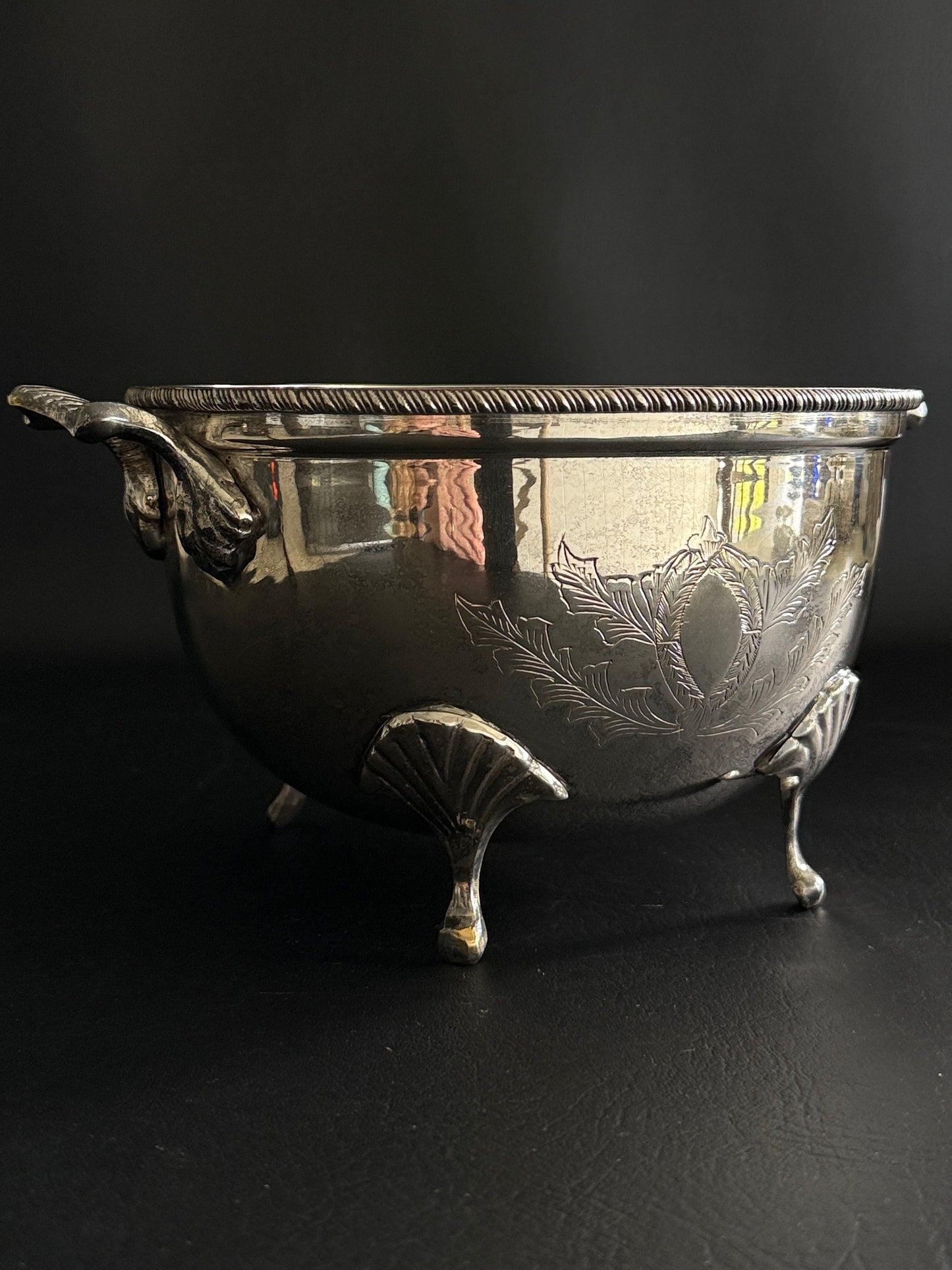 Silver Plate Footed Bowl Candle Vessel