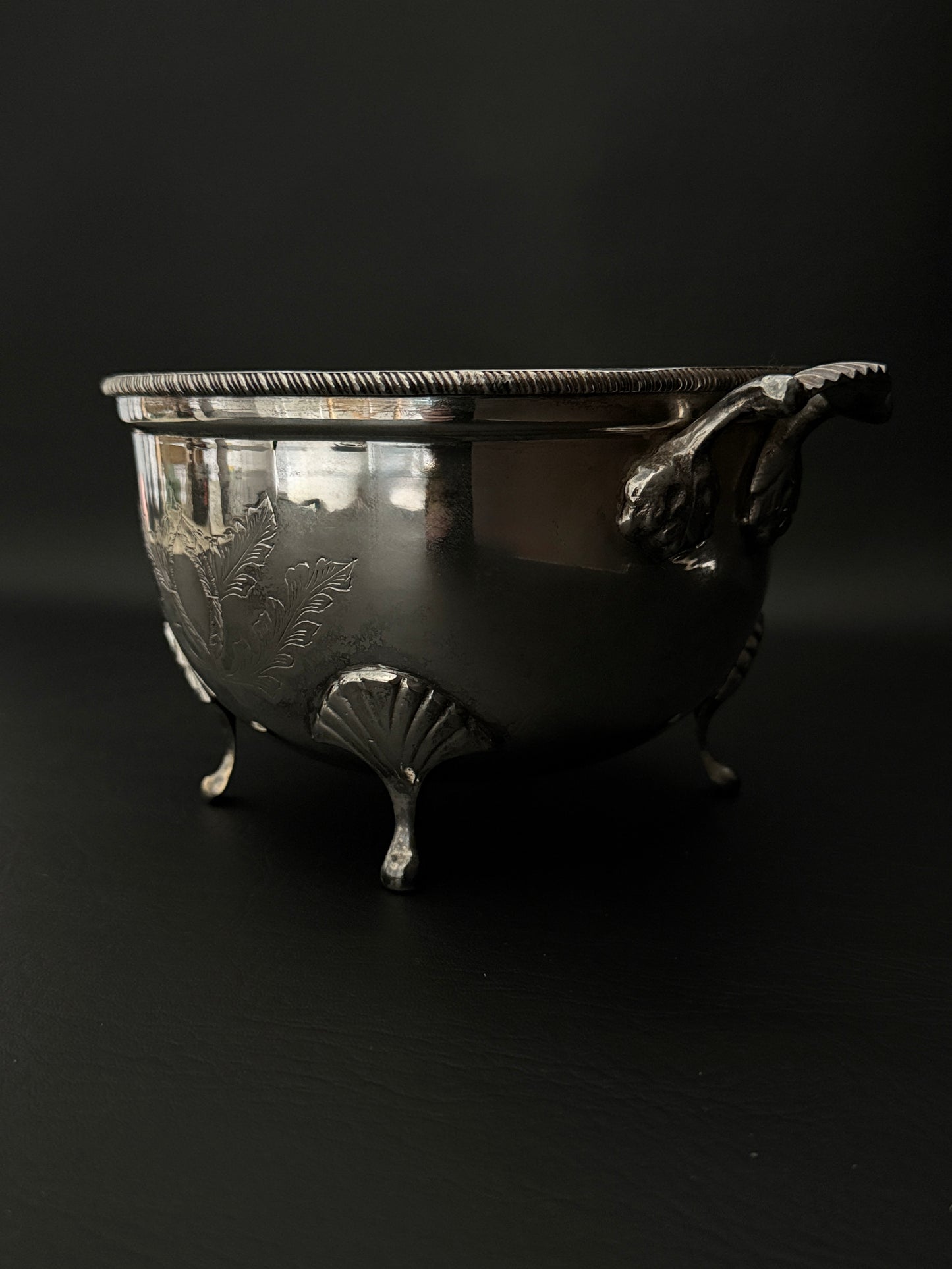 Silver Plate Footed Bowl Candle Vessel