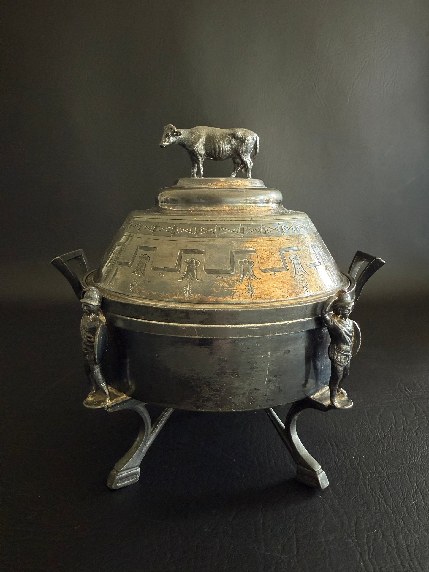 Reed & Barton Figural Cow Butter Dish (Pat. 1869)