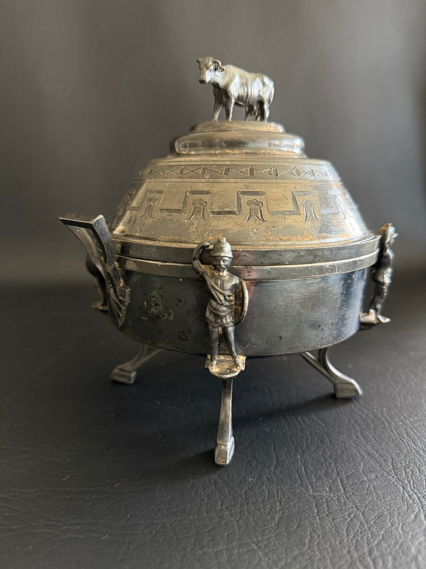 Reed & Barton Figural Cow Butter Dish (Pat. 1869)