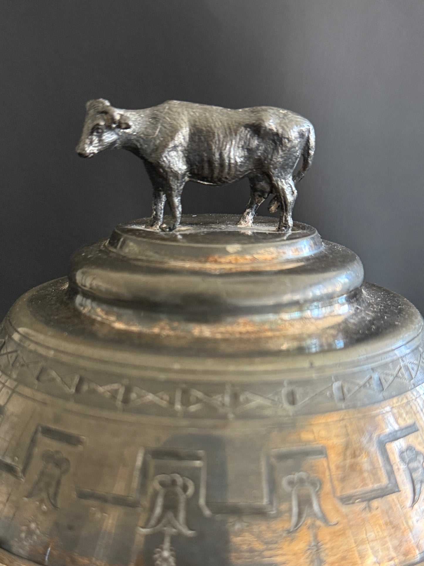 Reed & Barton Figural Cow Butter Dish (Pat. 1869)