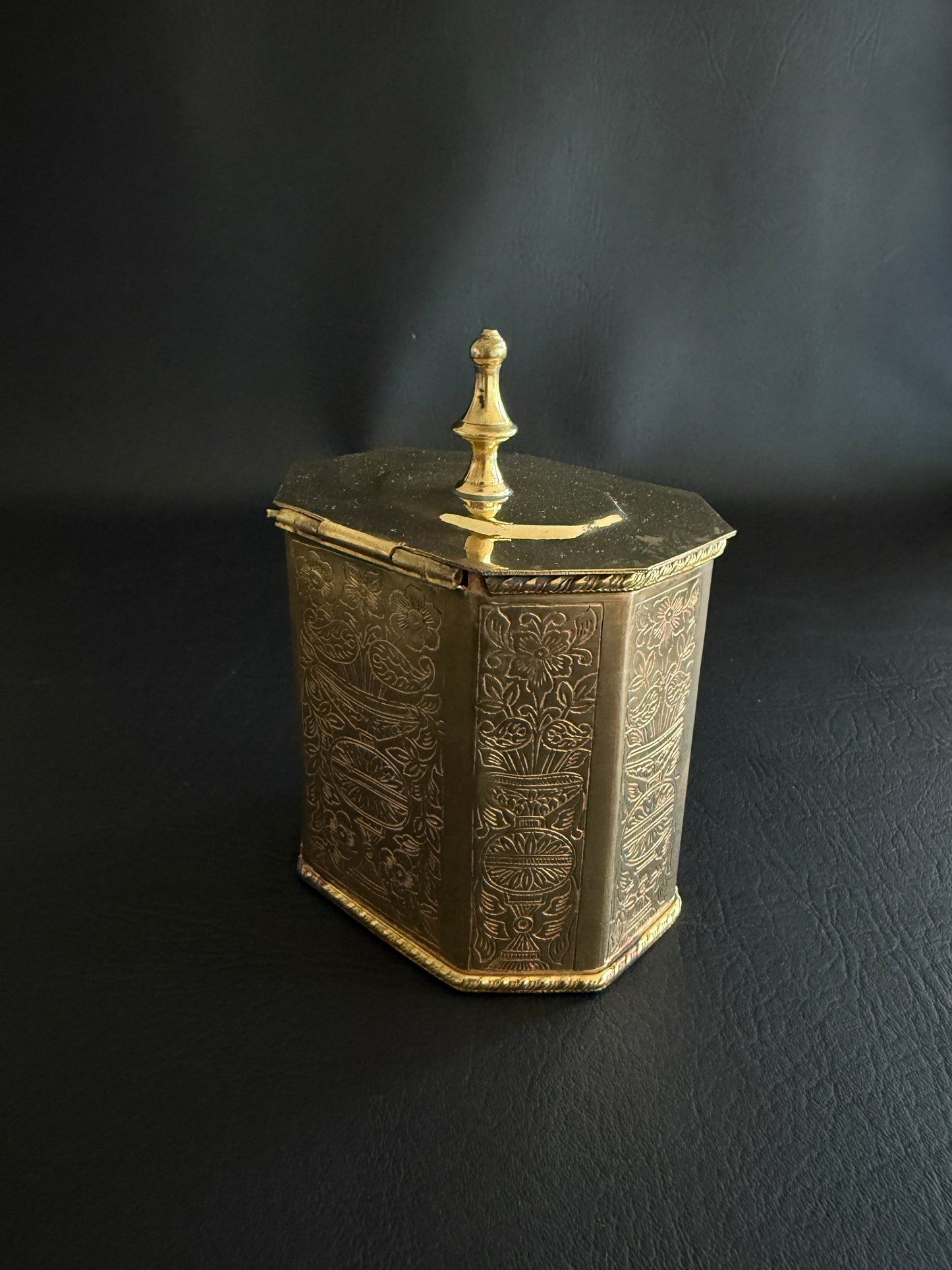 Engraved Brass Tea Caddy