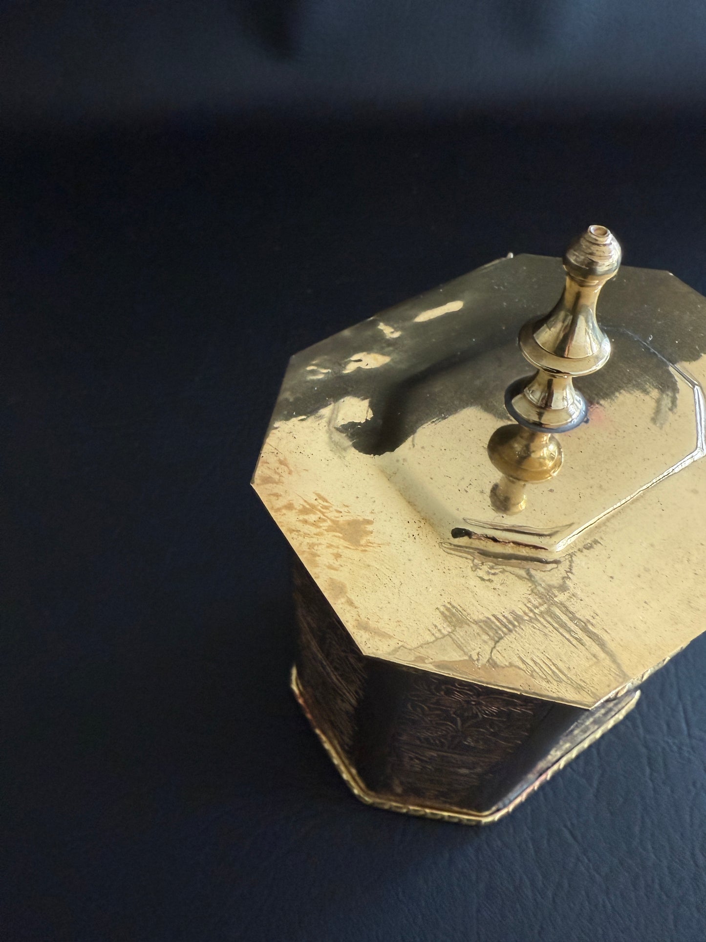 Engraved Brass Tea Caddy