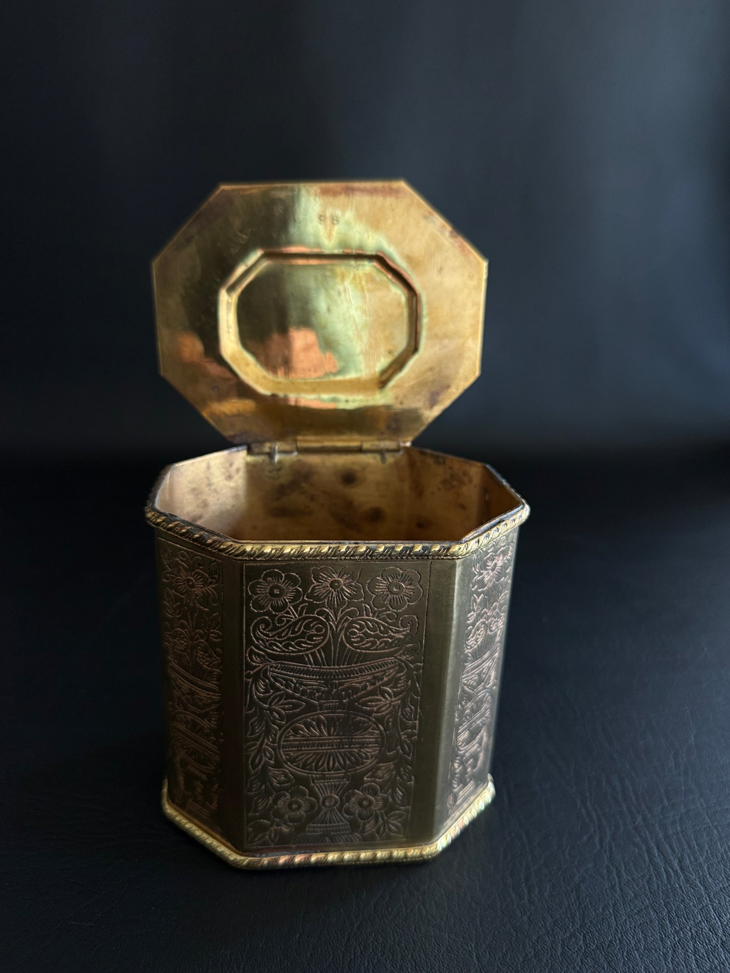 Engraved Brass Tea Caddy