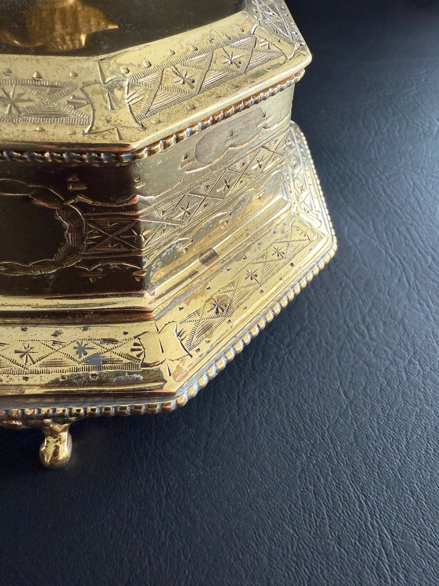 Brass Trinket Box with Swan Finial