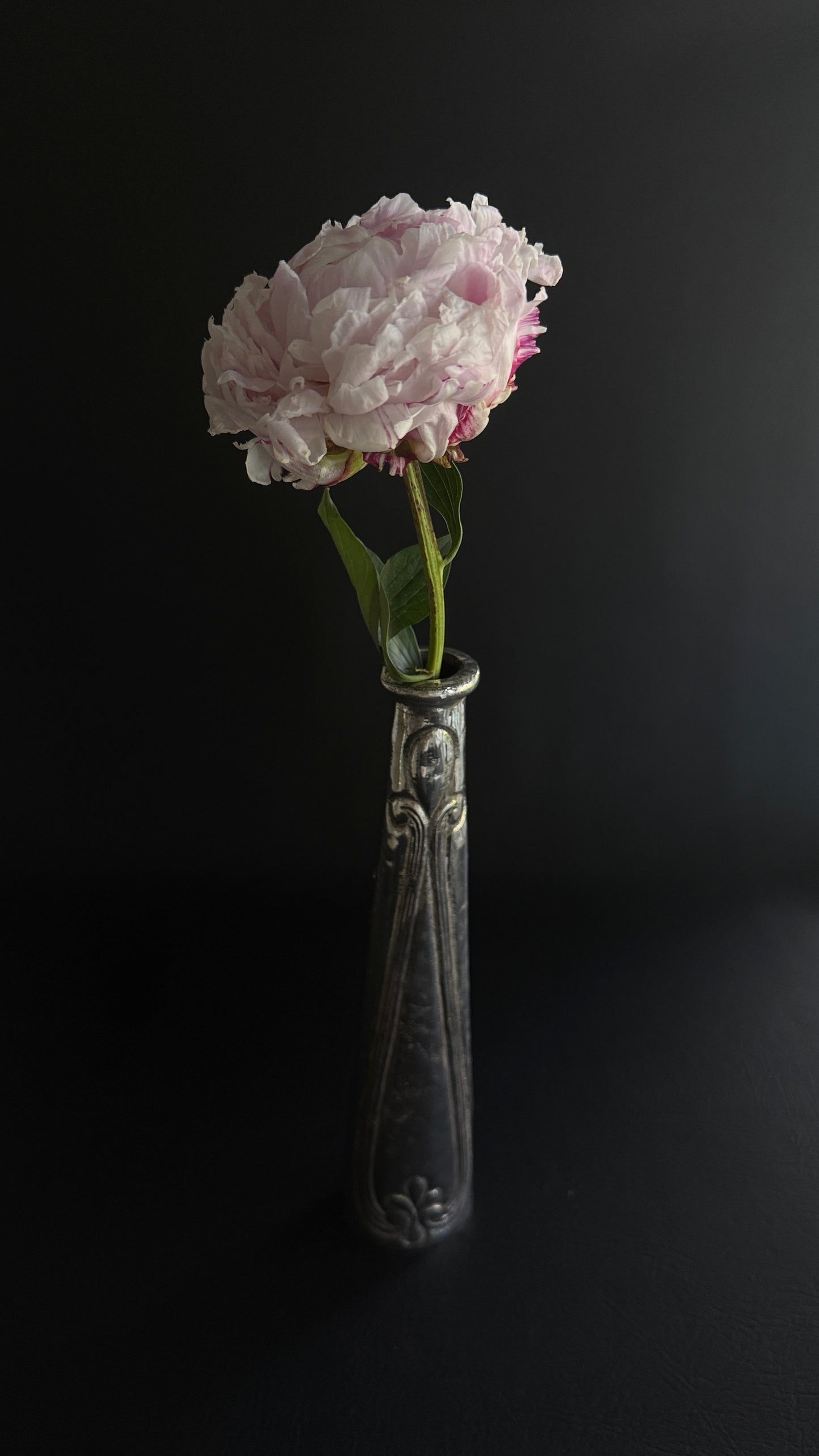 Antique Silver Bud Vase — 12" Tall — Heavy